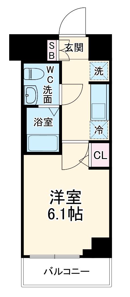 エストゥルース横浜吉野町(1K/6階)の間取り写真