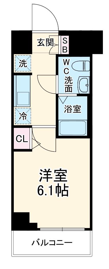 エストゥルース横浜吉野町(1K/6階)の間取り写真