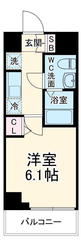 エストゥルース横浜吉野町(1K/7階)の間取り写真