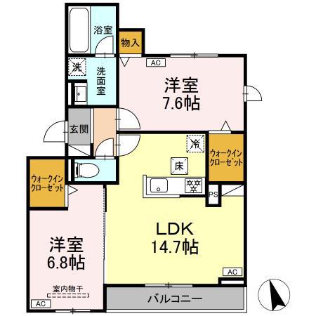 FORESIA(2LDK/1階)の間取り写真