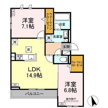 FORESIA(2LDK/1階)の間取り写真