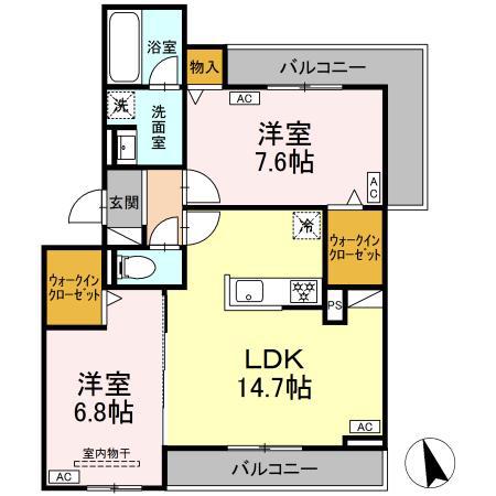 FORESIA(2LDK/2階)の間取り写真
