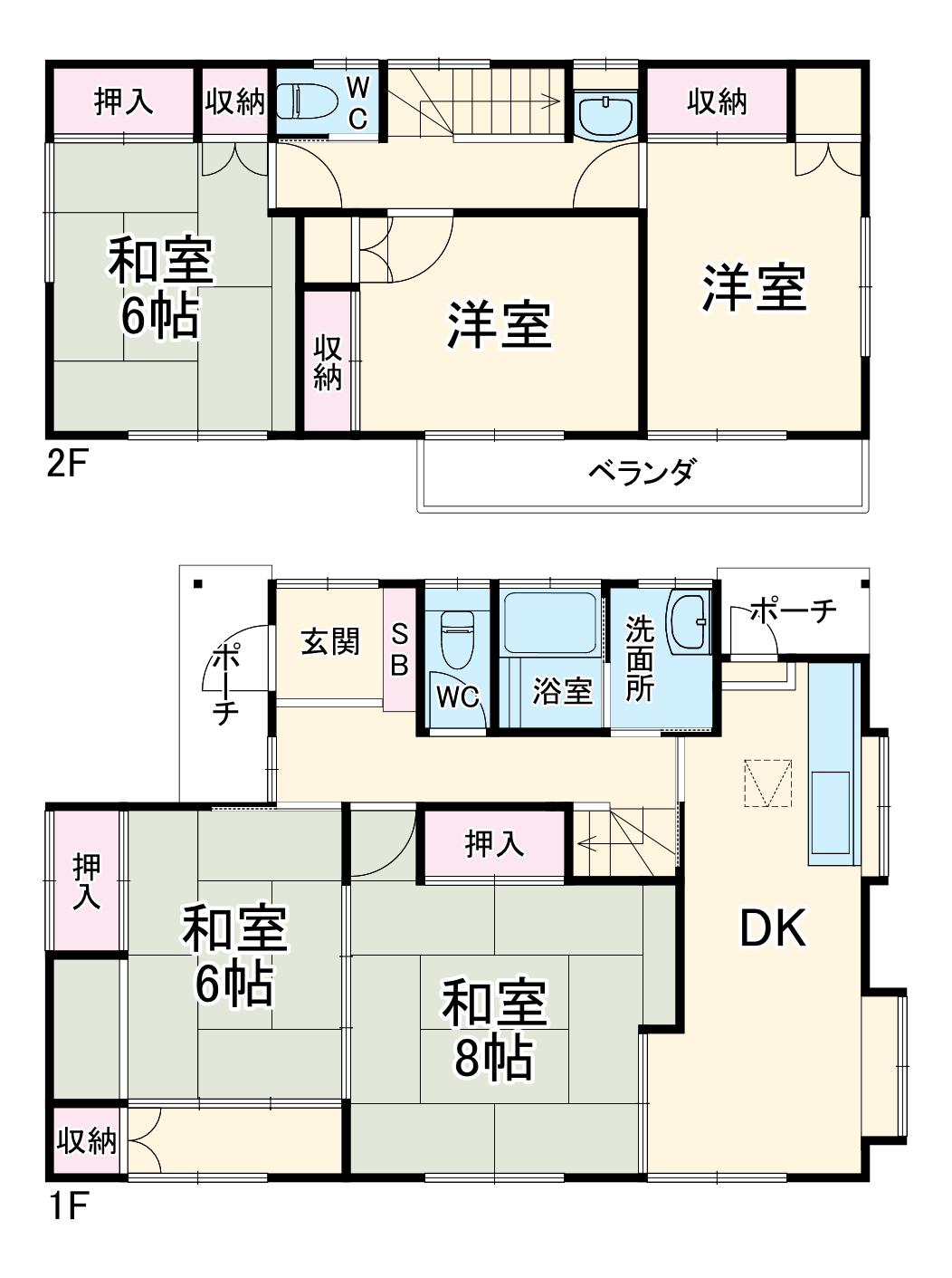 小田急電鉄小田原線 本厚木駅 バス乗車時間：16分 鳶尾山前バス停で下車 徒歩2分 2階建 築46年(5DK)の間取り写真