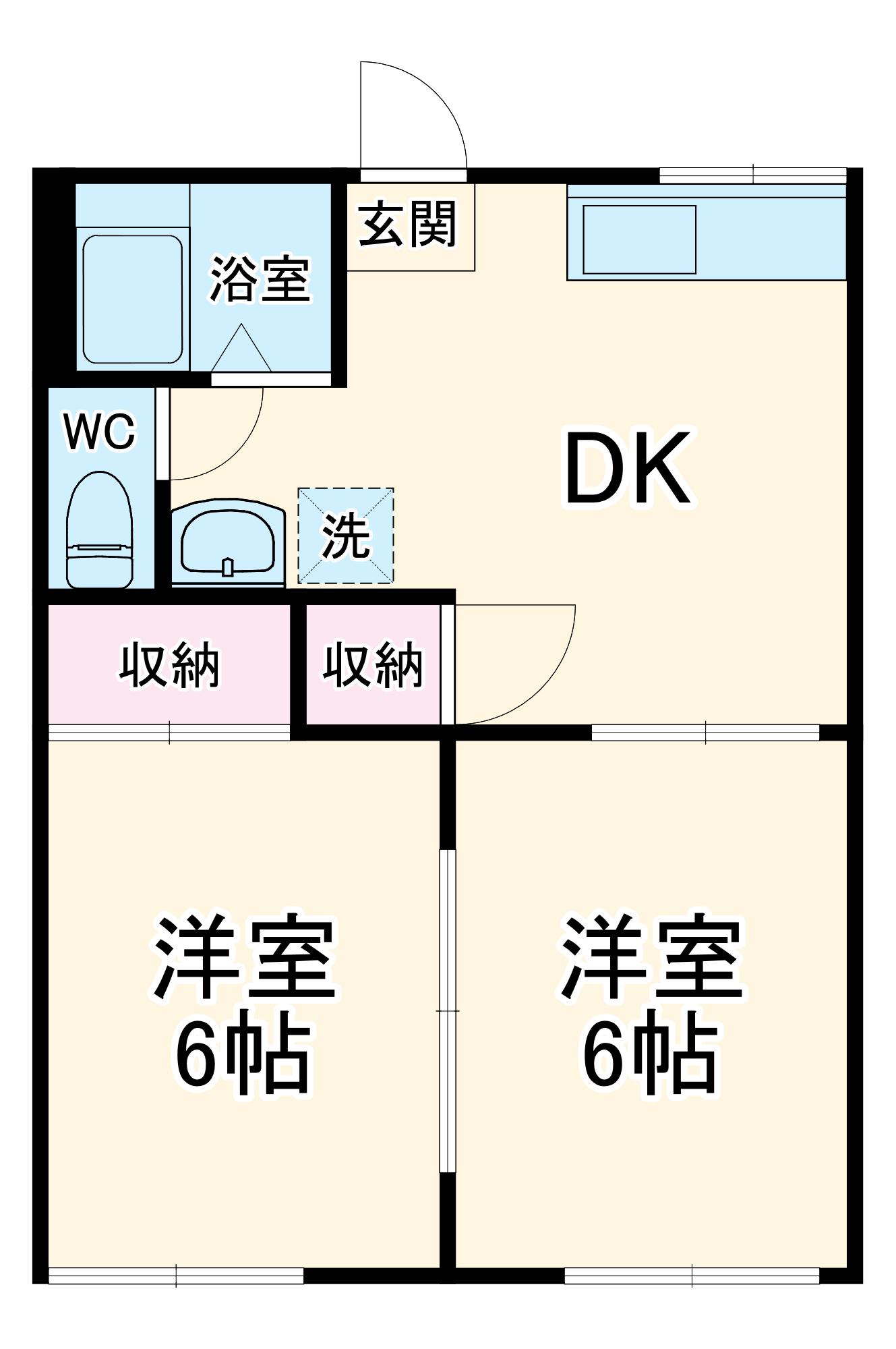 サンホワイト原島(2DK/2階)の間取り写真