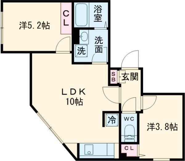 グランパセオ大岡山Ⅱ(2LDK/2階)の間取り写真