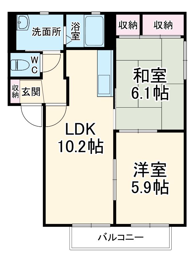 ファミールⅡ(2LDK/1階)の間取り写真