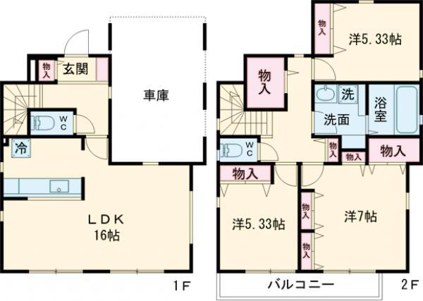 西武鉄道拝島線 西武立川駅 徒歩20分 2階建 築1年(3LDK)の間取り写真