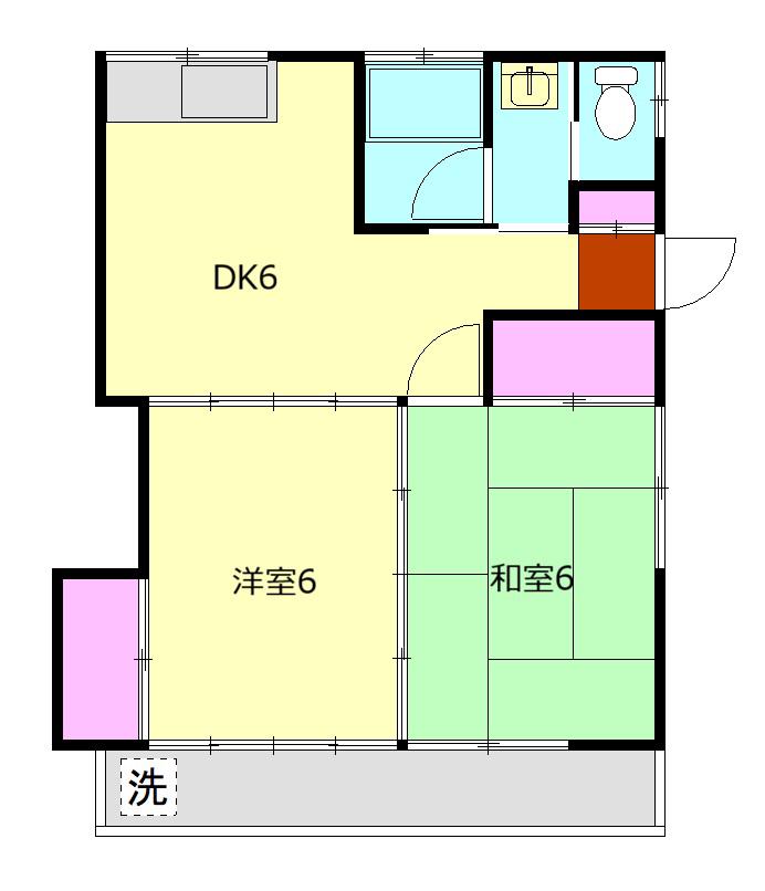 内田アパート(2DK/2階)の間取り写真