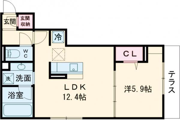 PRECIOUS深大寺東町(1LDK/1階)の間取り写真