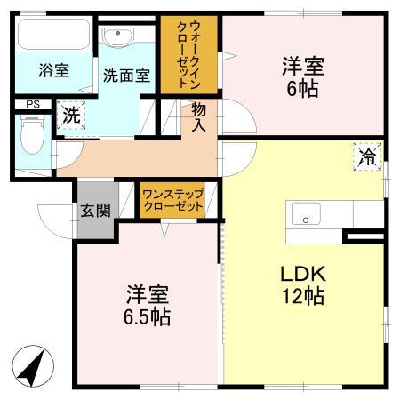 エクセルフォート(2LDK/1階)の間取り写真