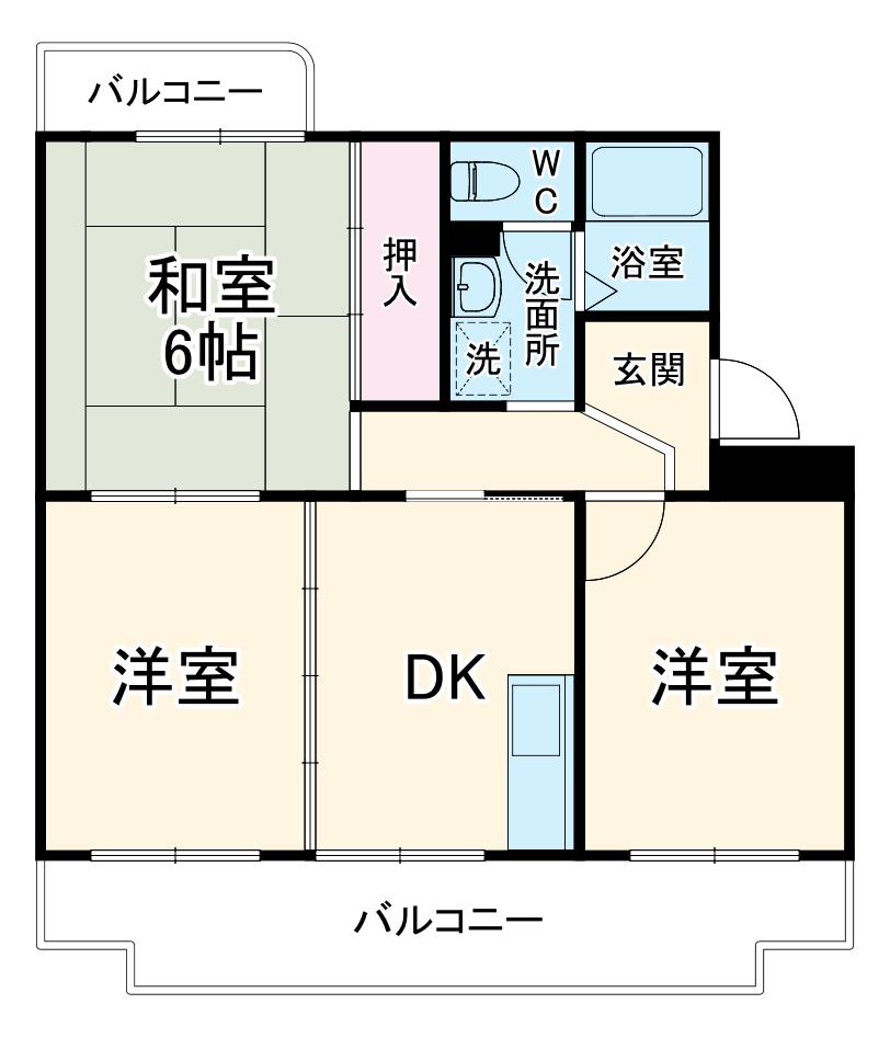 シャトレシラハタ(3DK/3階)の間取り写真