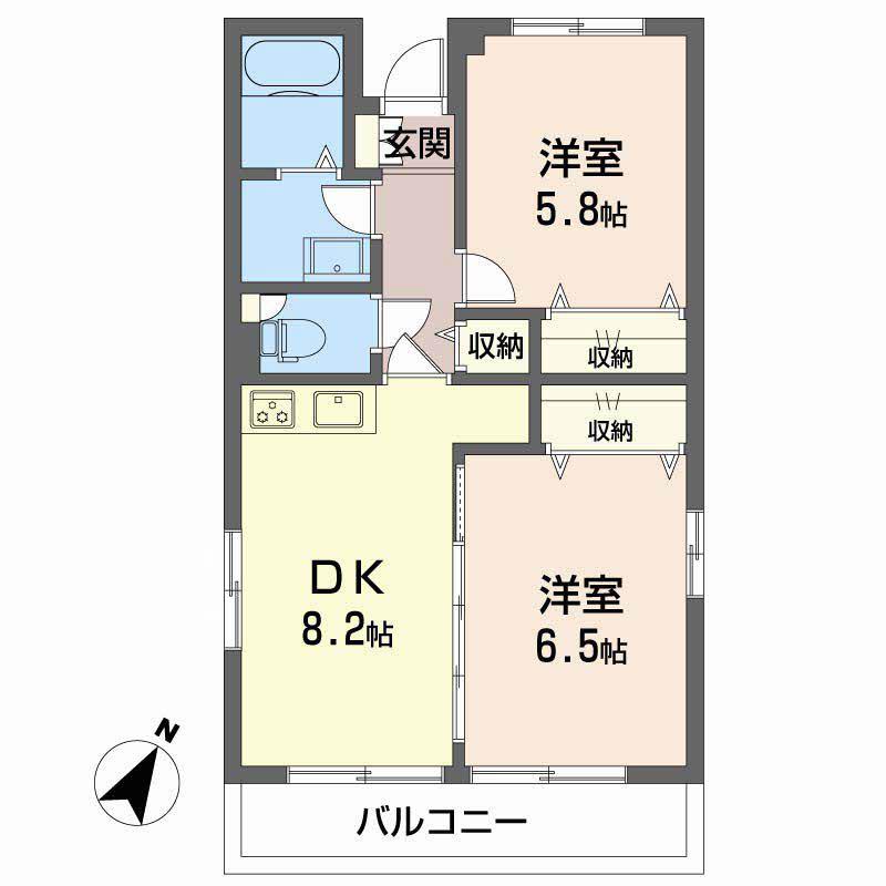 サンロード伊豆(2DK/2階)の間取り写真