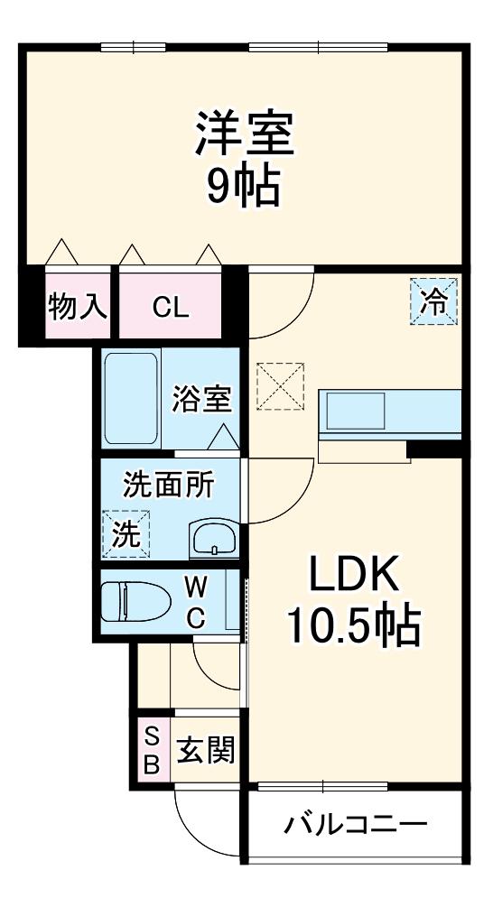 ABBEY ROAD(1LDK/1階)の間取り写真