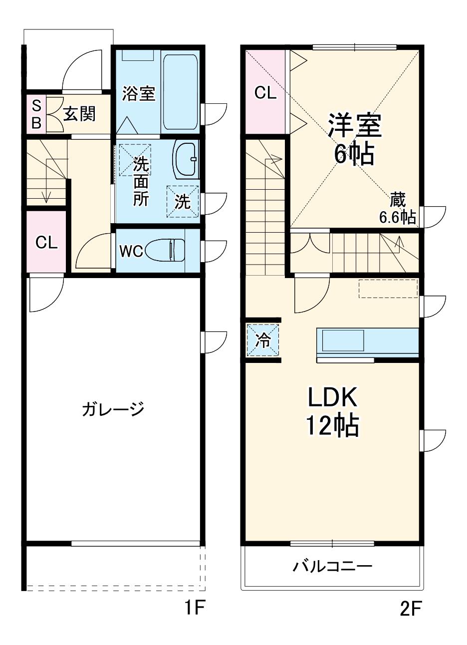 ヴィーブル上島(1SLDK/1階)の間取り写真