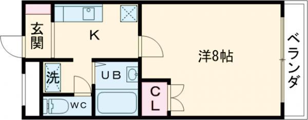 阪急電鉄京都線 長岡天神駅 徒歩9分 5階建 築31年(1K/1階)の間取り写真