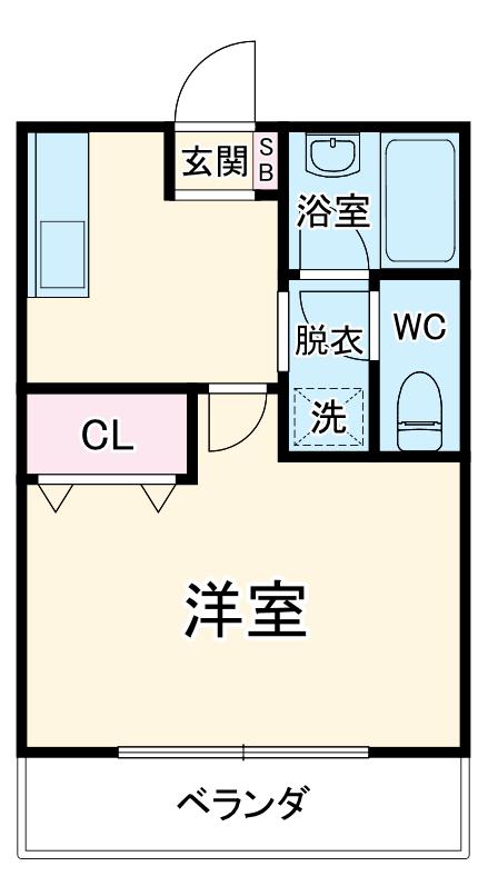 当麻ハイム(1K/2階)の間取り写真