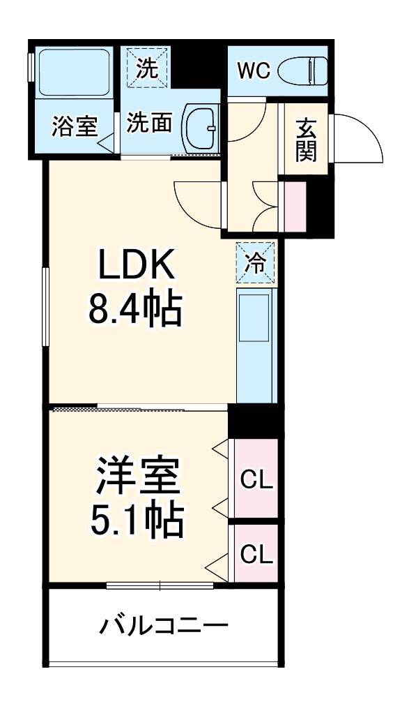 フォレストクリエオーレ諸口(1LDK/1階)の間取り写真
