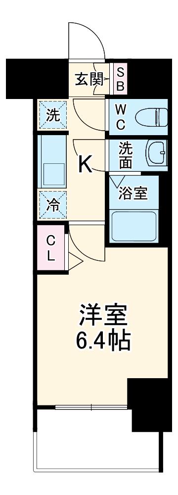 ディアレイシャス名古屋浄心Ⅱ(1K/10階)の間取り写真