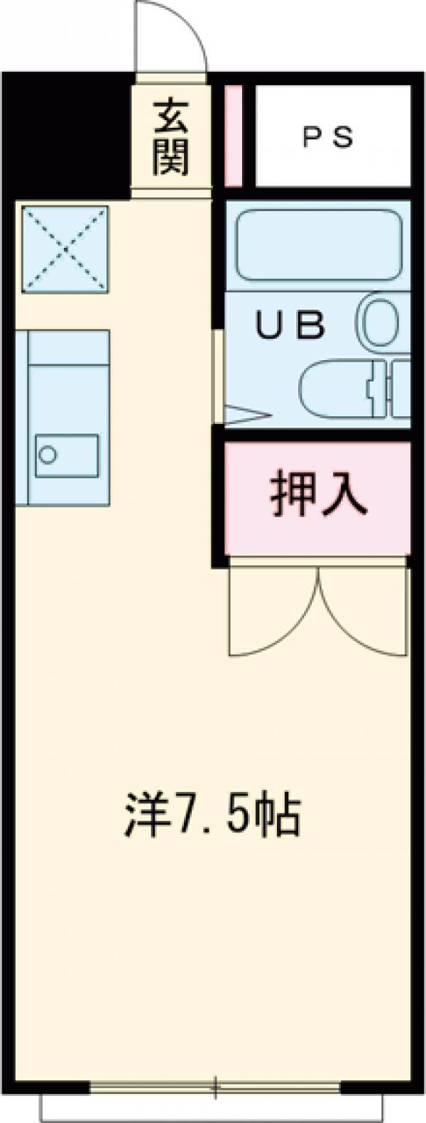 エステートピア高野(ワンルーム/1階)の間取り写真