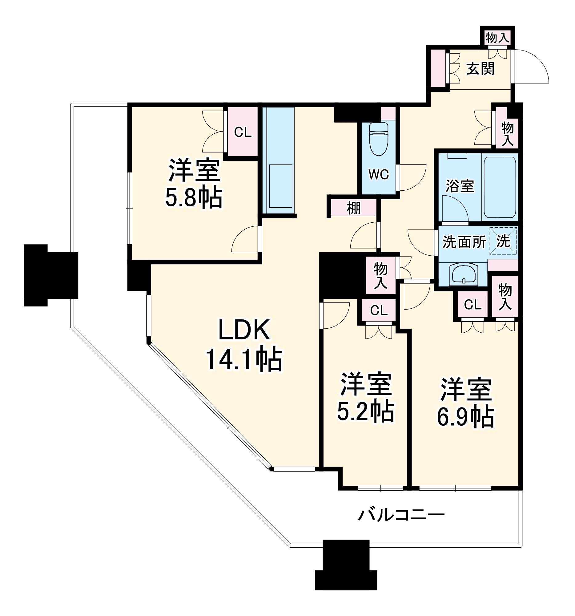 キャメリアタワー川口(3LDK/12階)の間取り写真