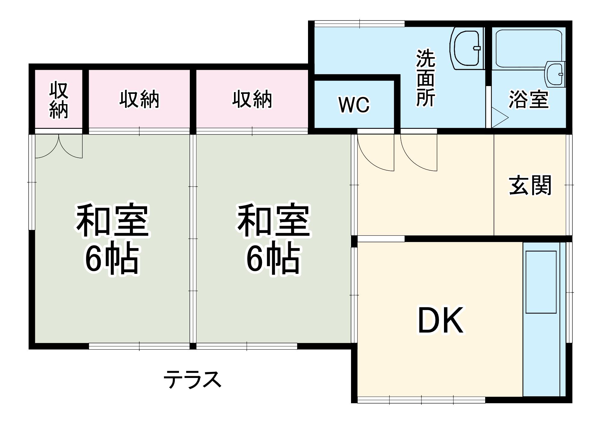 東海道本線 平塚駅 バス乗車時間：25分 金目駅バス停で下車 徒歩7分 1階建 築36年(2DK)の間取り写真