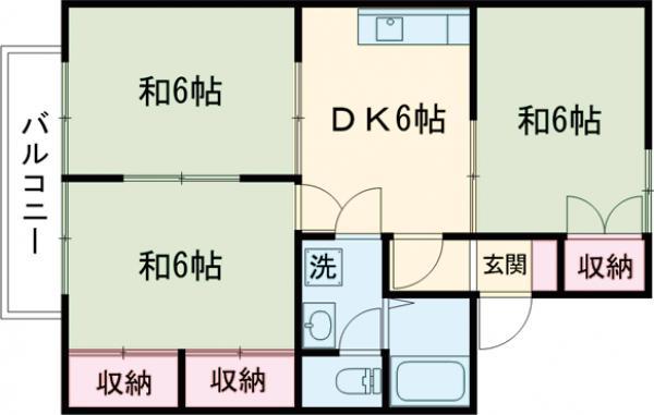 高成マンションC(3DK/1階)の間取り写真