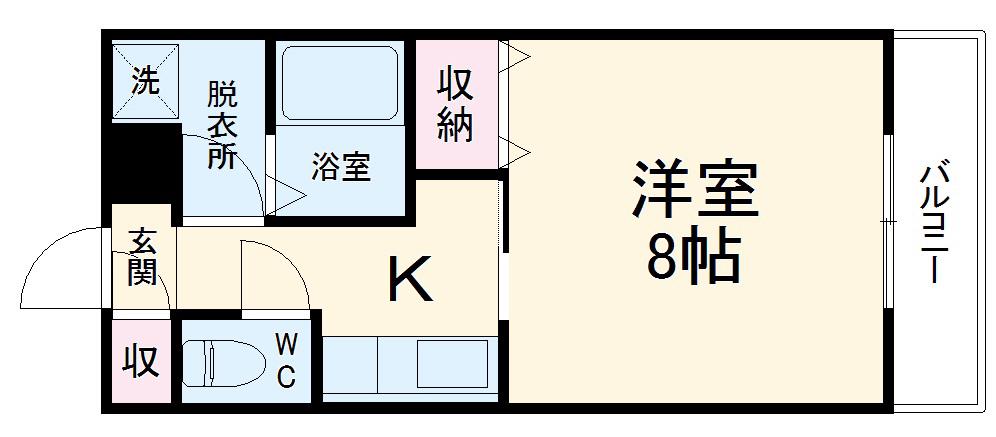 フラットさつきⅤ(1K/3階)の間取り写真