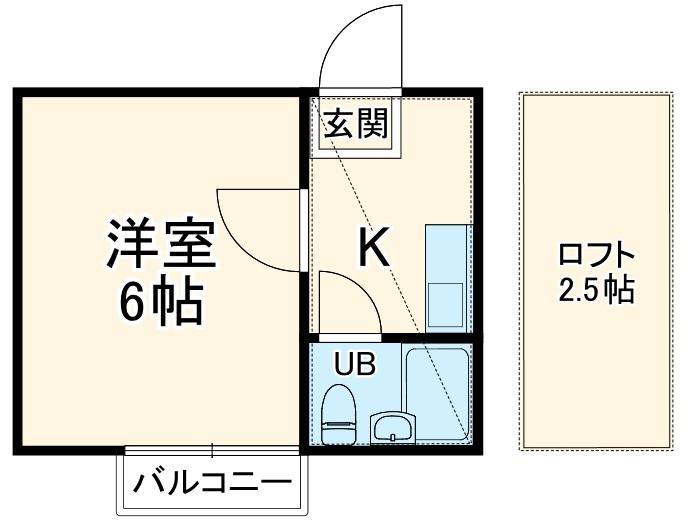 ニューベル白楽(1K/2階)の間取り写真