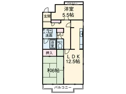 コーポレート江戸川(2LDK/4階)の間取り写真