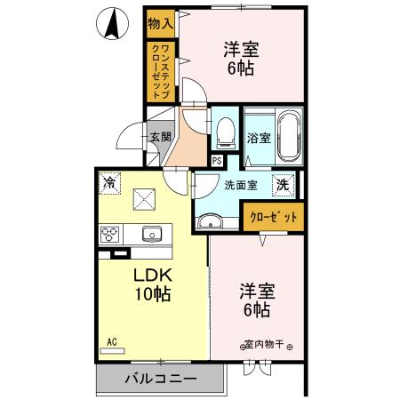 ロイジェントパークスレイクタウンⅢF(2LDK/1階)の間取り写真