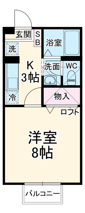 ドルフKⅡ(1K/2階)の間取り写真