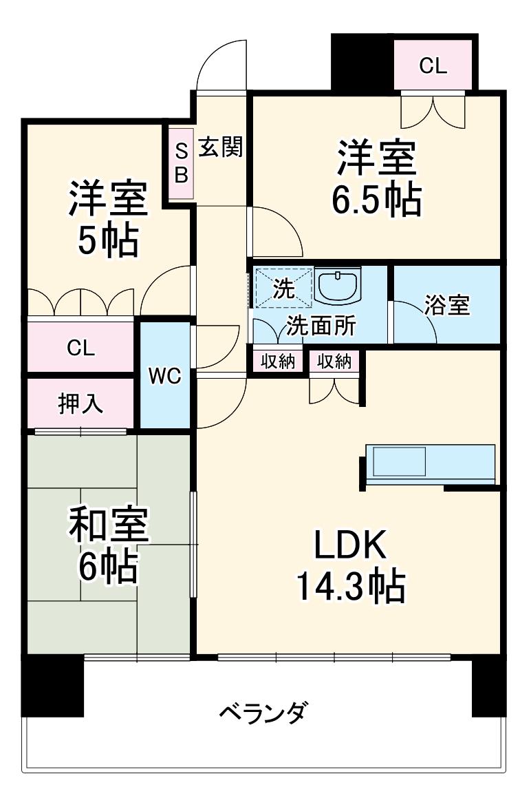 ファミリア—レ小坂(3LDK/7階)の間取り写真