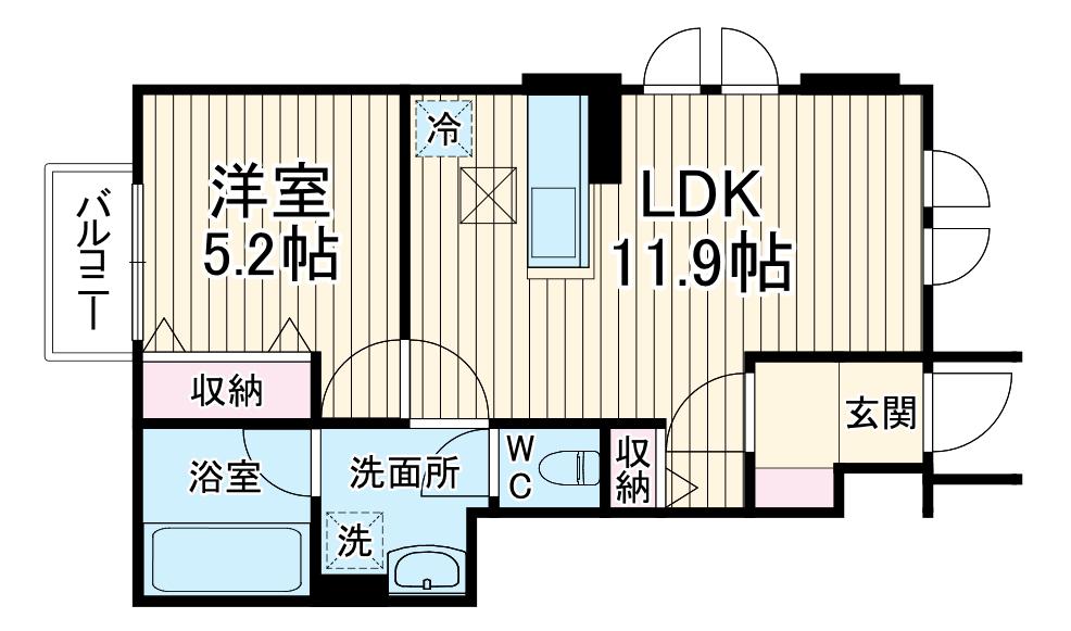 KUKKULA KURIYA 1号棟(1LDK/1階)の間取り写真
