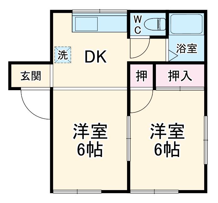 リシェス南栗原(2DK/1階)の間取り写真