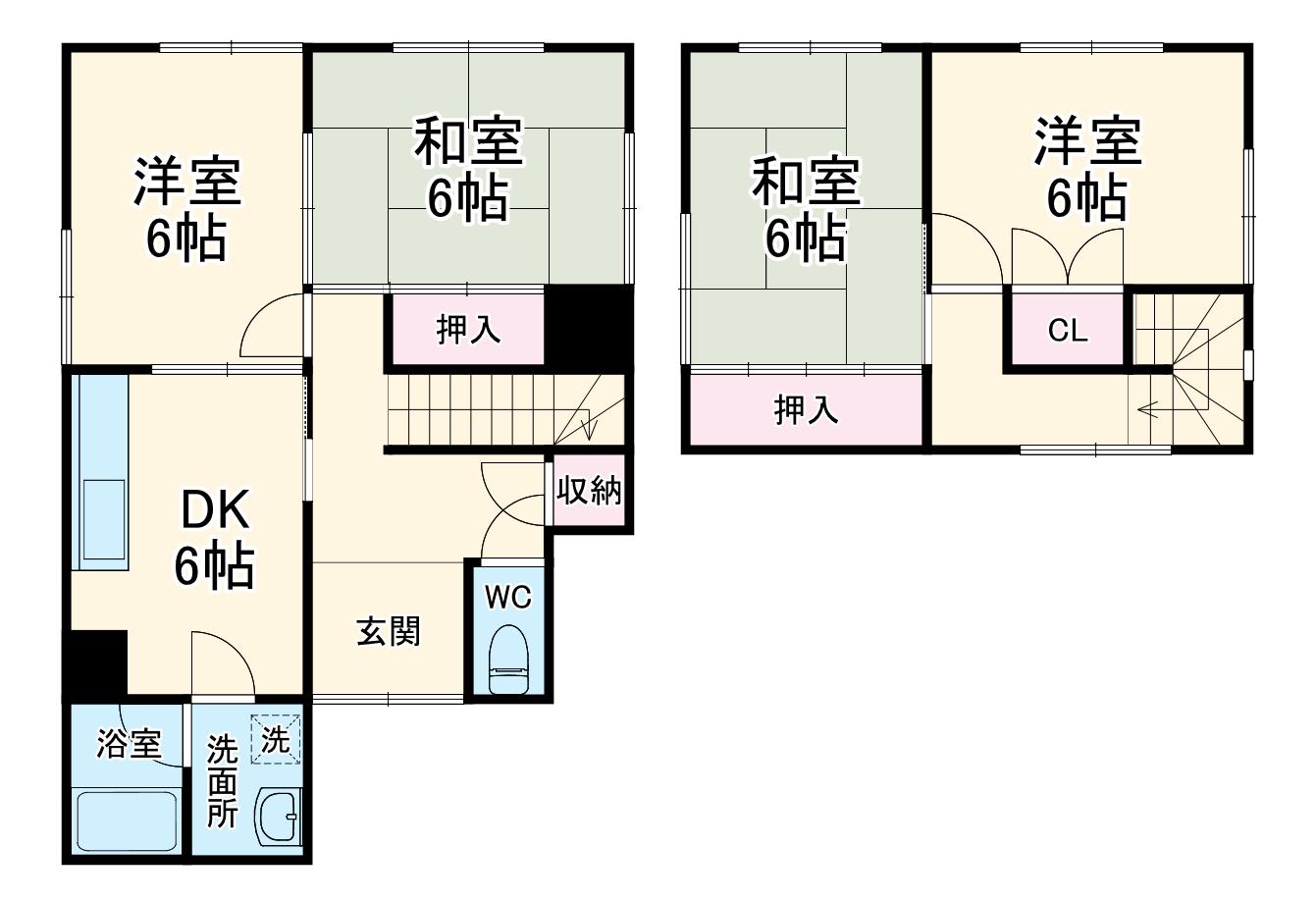 高山本線 鵜沼駅 徒歩30分 2階建 築48年(4DK)の間取り写真