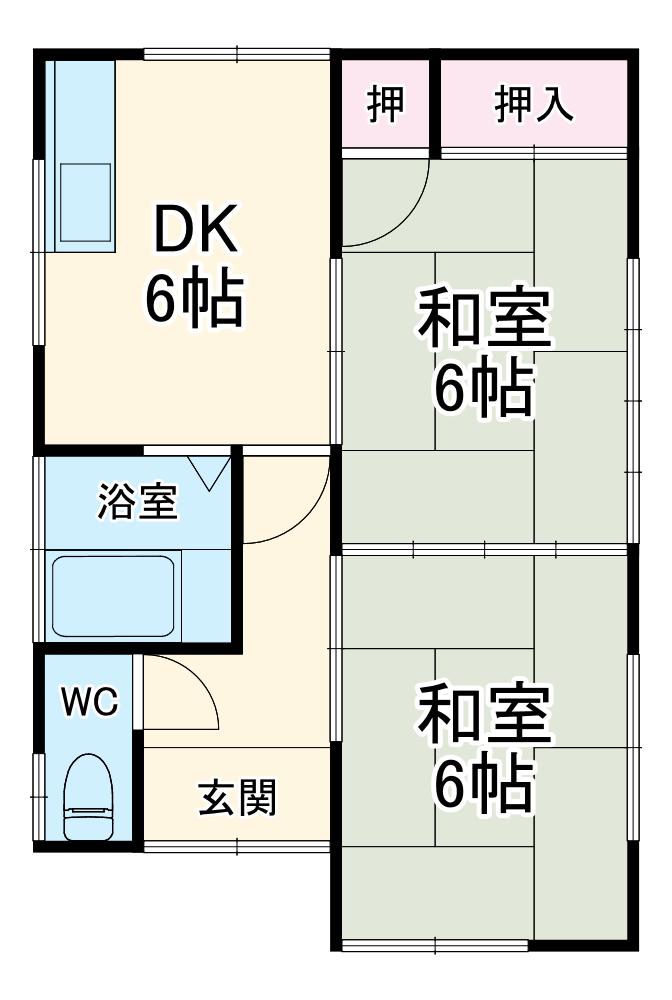 東武伊勢崎・大師線 加須駅 徒歩9分 1階建 築42年(2DK)の間取り写真