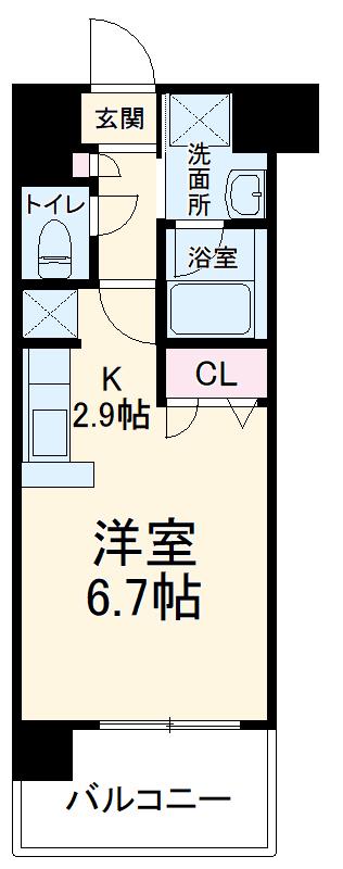S-FORT八王子南(1K/9階)の間取り写真