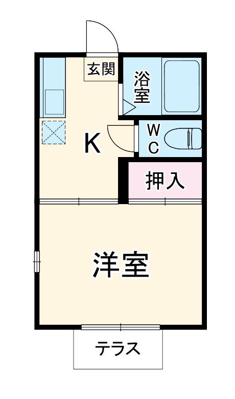 アリエス本厚木(1K/2階)の間取り写真