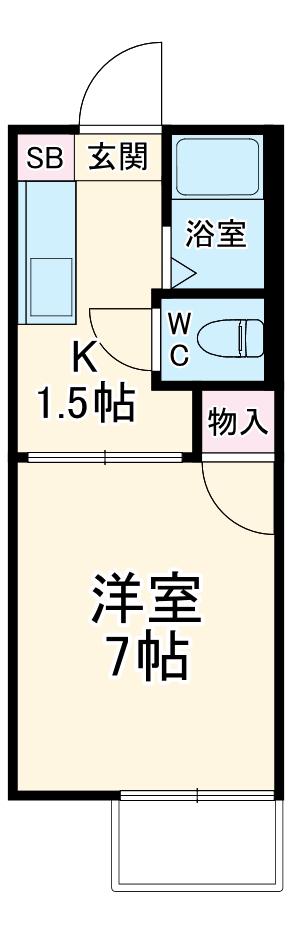 やまゆり(1K/1階)の間取り写真