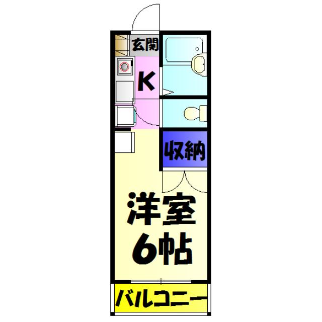 エスハイツⅡ(1K/1階)の間取り写真