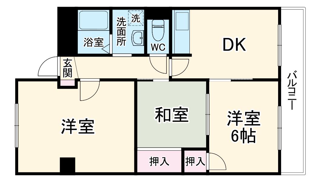 マンション楠(2LDK/3階)の間取り写真