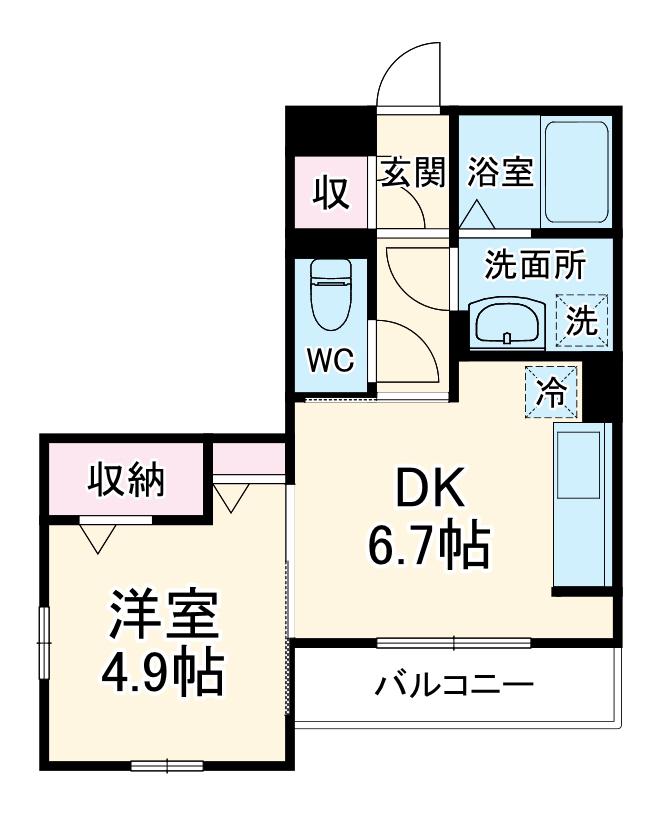 グローリーイイダⅡ(1DK/3階)の間取り写真