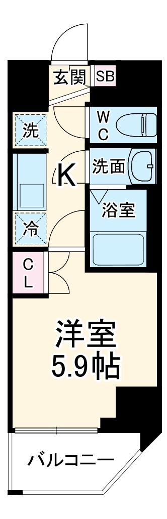 オープンブルーム横浜(1K/9階)の間取り写真