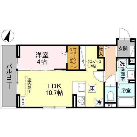 アザレアC(1LDK/1階)の間取り写真