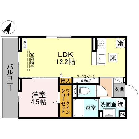 アザレアC(1LDK/1階)の間取り写真