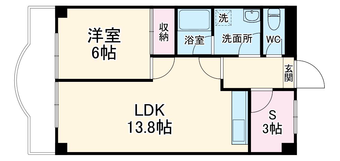 ドミール橋本(1SLDK/4階)の間取り写真