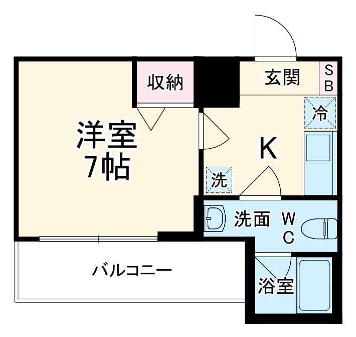 ラフィスタ元町Ⅱ(1K/2階)の間取り写真
