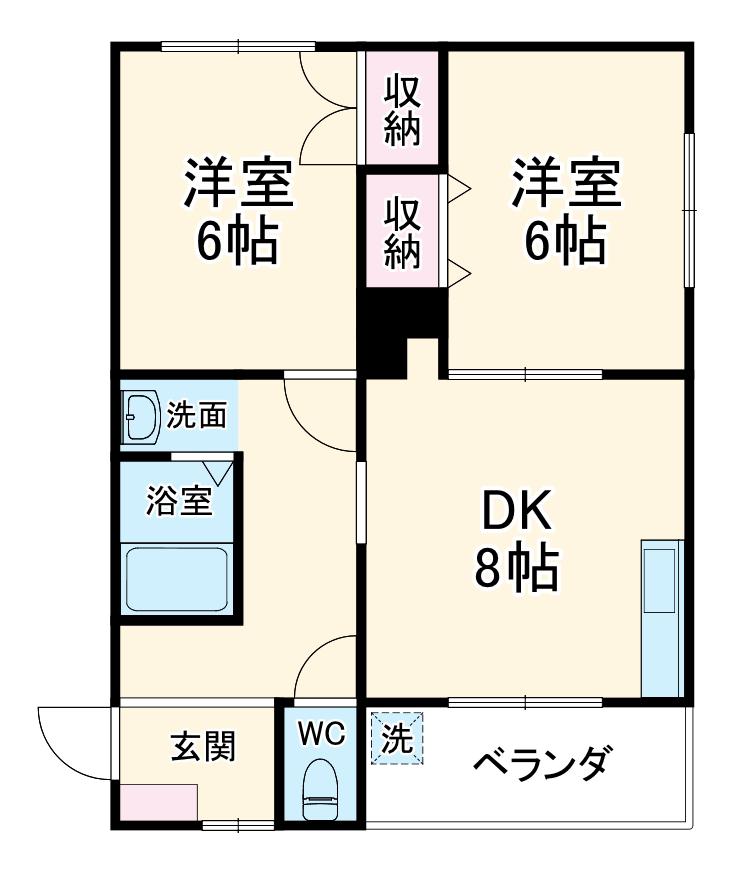 ラポールAS(2DK/1階)の間取り写真