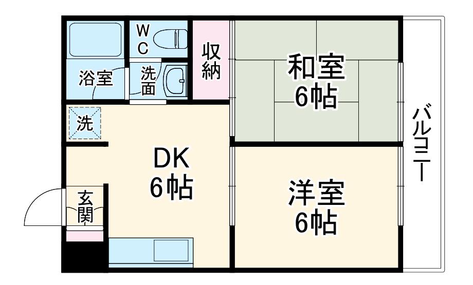 ロキシー奥住A(2DK/2階)の間取り写真