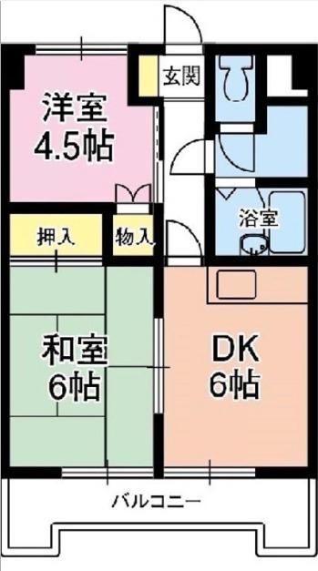 さくら都市マンション1番館(2DK/2階)の間取り写真
